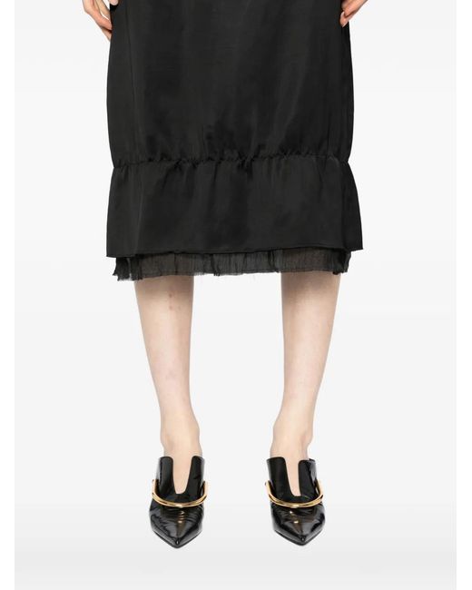 Totême Black Satin Midi Skirt