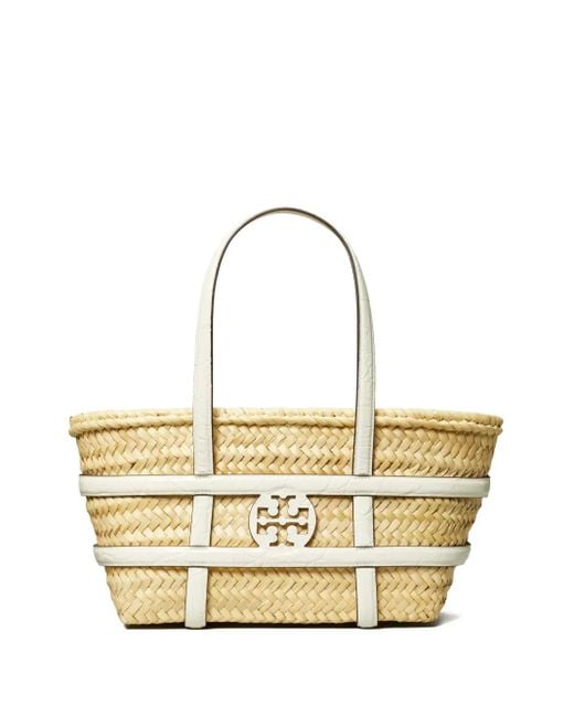 Tory Burch Metallic Ella Straw Small Shopper Bag