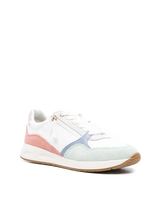 Geox White Bulmya Zip-Detail Panelled Sneakers