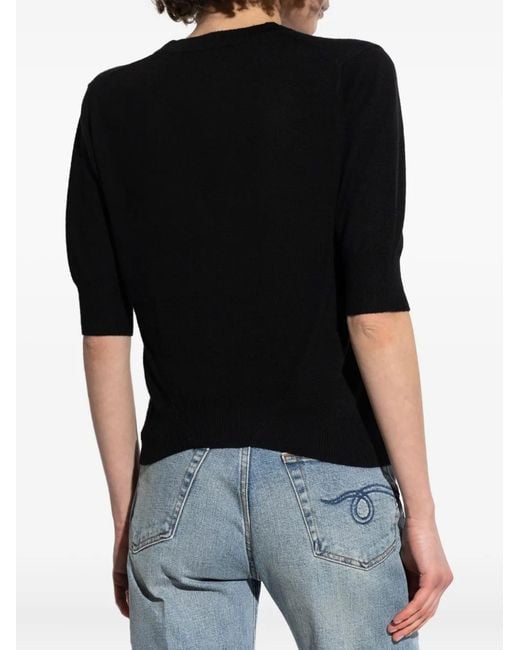 R13 Black Puff-Sleeve Button Cardigan
