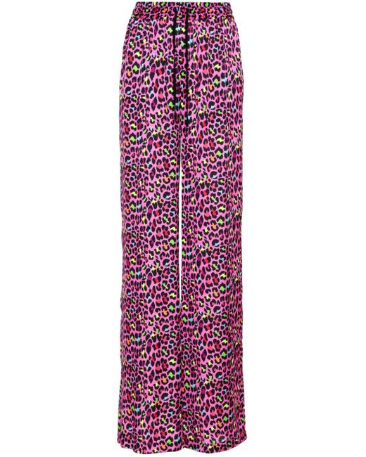 Nissa Purple Animal-print Satin Trousers