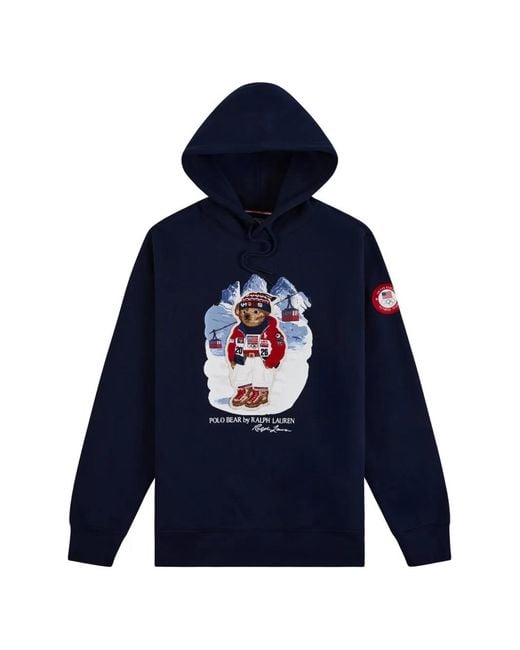 Polo Ralph Lauren Blue Team Usa Bear Pullover Hoodie for men
