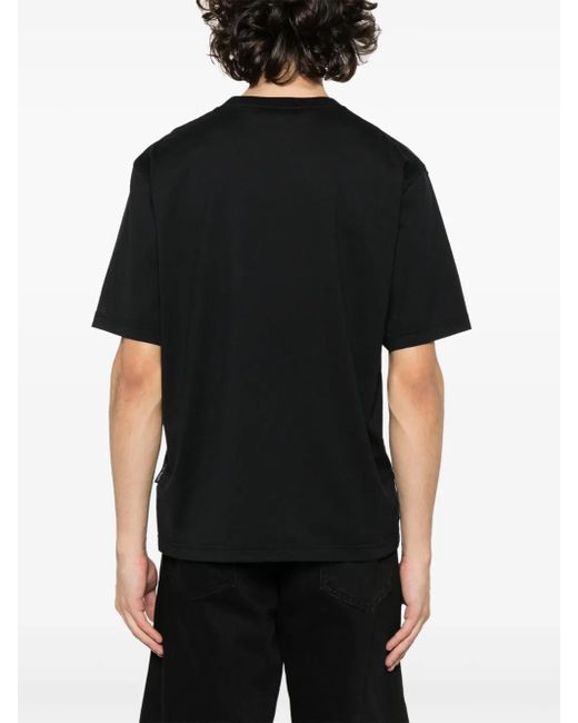 Palm Angels Black Monogram-embroidered Cotton T-shirt for men