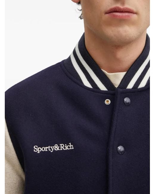 Sporty & Rich Blue Logo Striped Jacket for men