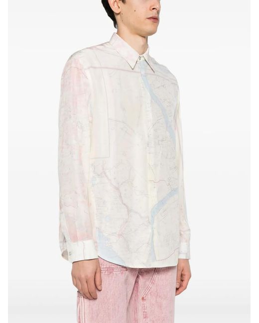 OAMC White Map-Print Shirt for men