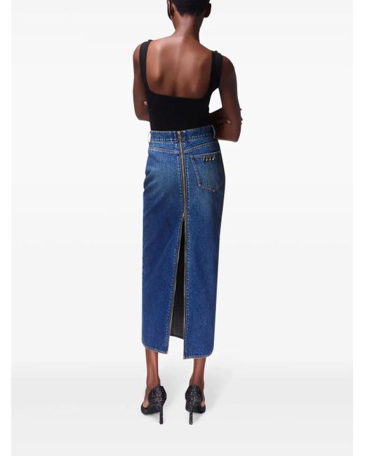 Area Blue Denim-Midirock Mit Logo-Anhänger