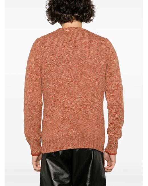 Barba Napoli Brown Speckle-Knit Virgin Wool Jumper for men