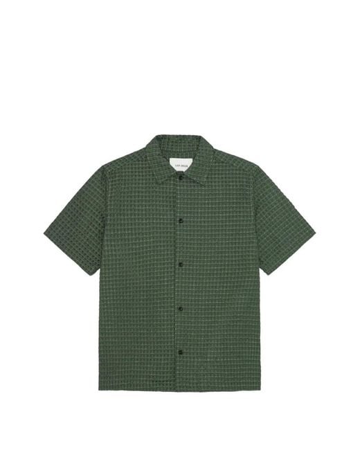 Les Deux Green Seersucker Short-Sleeve Shirt for men