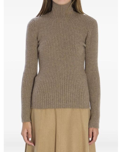 Max Mara Geribbelde Coltrui in het Natural
