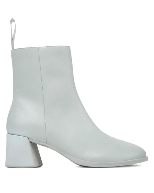 Camper White Leather Zip-Fastening Block-Heel Boots