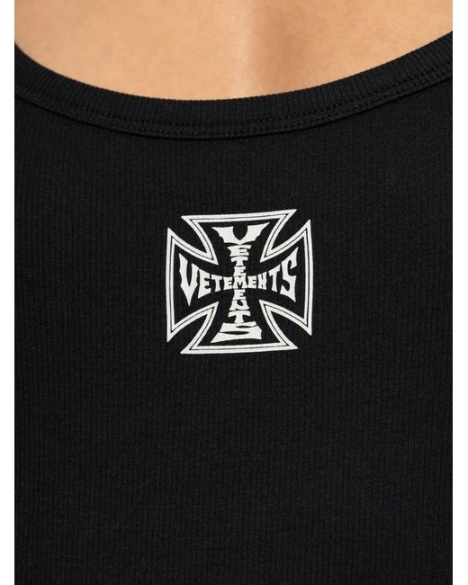 Vetements Black Logo-Embroidered Bodysuit