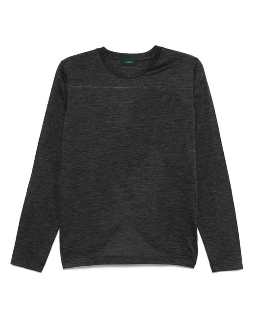 Zanone Black Virgin Wool T-Shirt for men