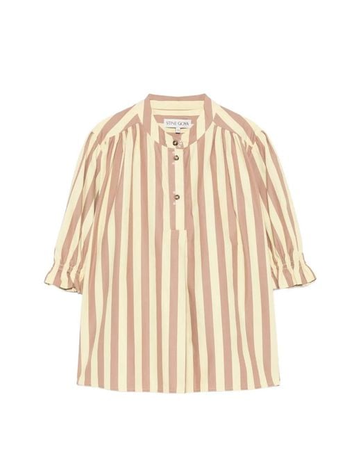 Stine Goya Natural Vertical-Stripe Blouse