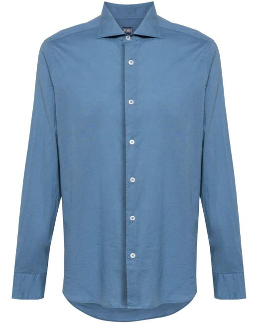 Fedeli Long-sleeves Cotton Shirt in het Blue voor heren