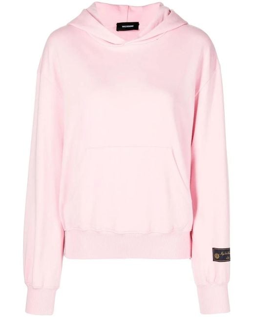 we11done Pink Logo-Patch Cotton Hoodie