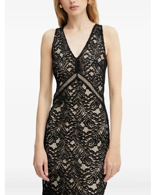 Guess Lace Midi Dress in Black | Lyst