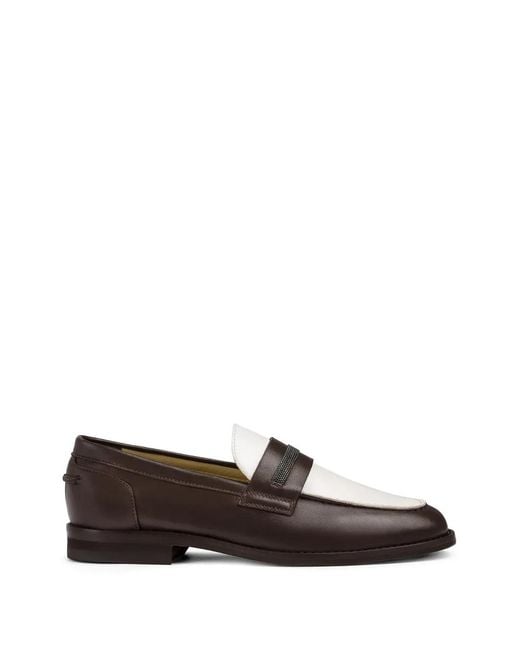 Doucal's White Micro-Studs Leather Loafers