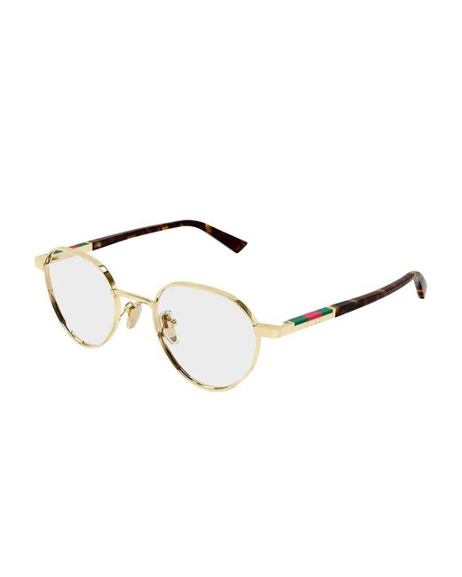 Gucci Metallic Round-Frame Glasses for men
