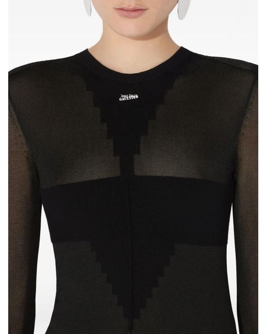 Jean Paul Gaultier Black Long-Sleeves Knitted Maxi Dress