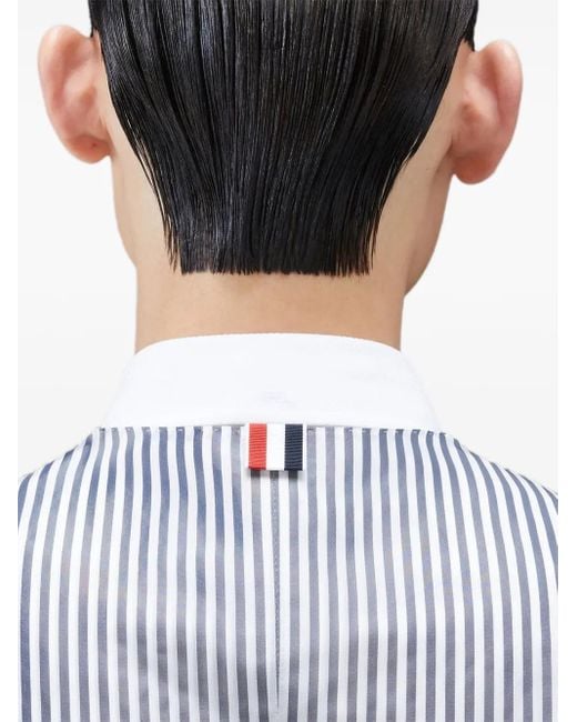 Thom Browne Blue Striped-Back Five-Button Waistcoat for men