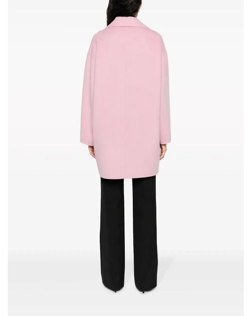 Elisabetta Franchi Pink Double-Breasted Wool Coat