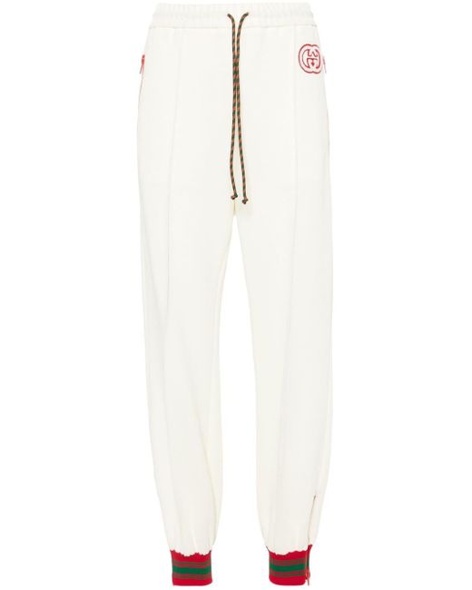 Gucci White Interlocking G-patch Track Trousers