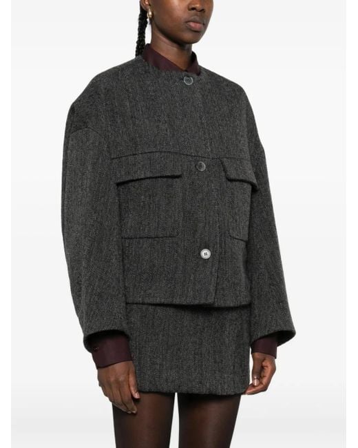 P.A.R.O.S.H. Black Button-Fastening Patch-Pocket Jacket