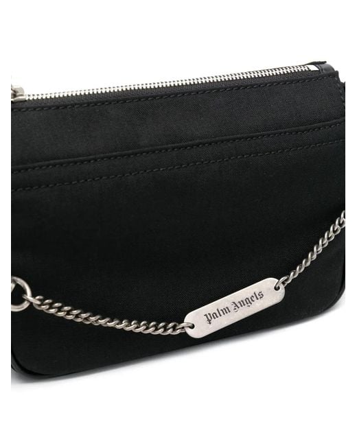 Palm Angels Black Logo-Chain Messenger Bag for men