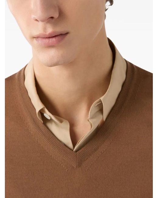 Pull À Col V Lardini pour homme en coloris Brown