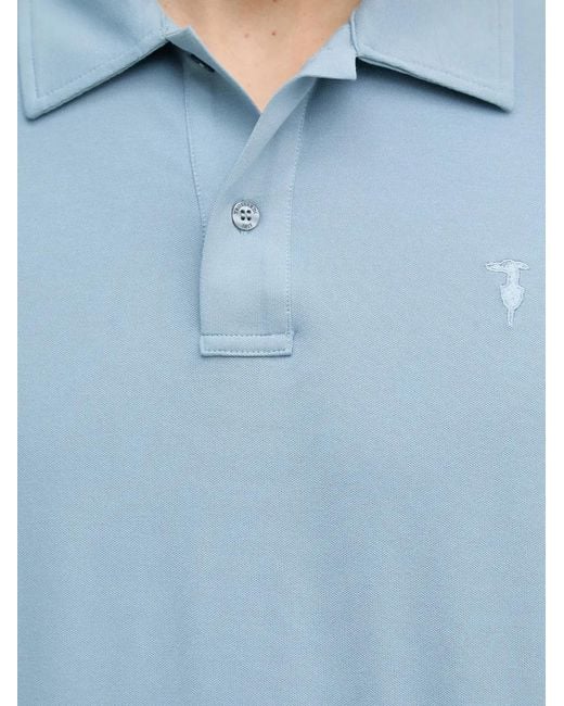Trussardi Blue Logo-Embroidered Short-Sleeve Polo Shirt for men