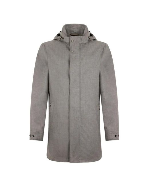 Moorer Gray Button Hooded Jacket for men