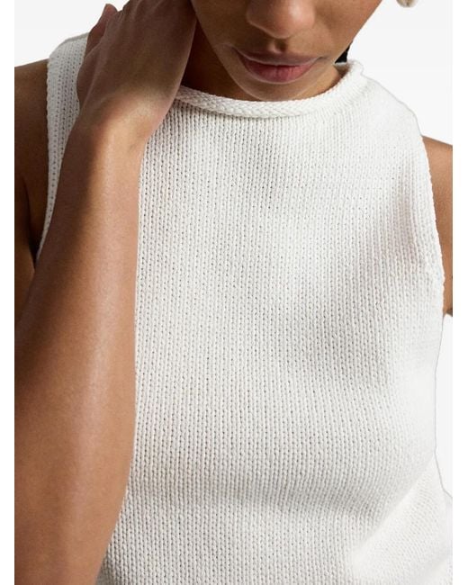 Polo Ralph Lauren White Sleeveless Knitted Tank-Top