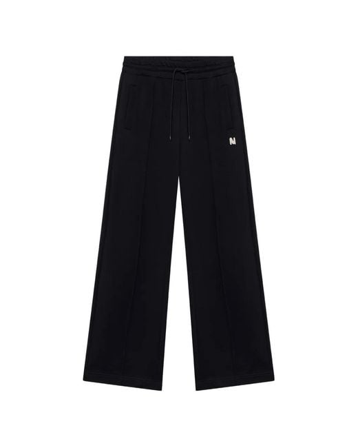 MSGM Blue Logo-Patch Drawstring Track Pants