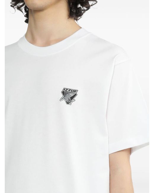 Izzue White Shark-print Cotton T-shirt for men
