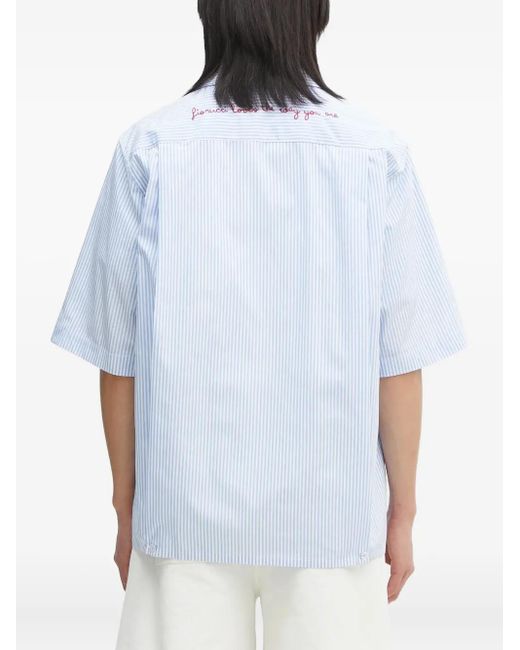 Fiorucci White Striped Embroidered Shirt for men