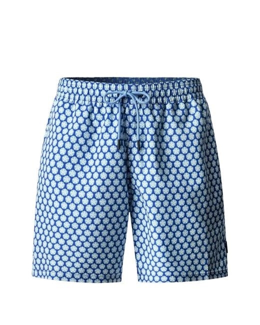 Hackett Blue Seashell-Print Drawstring Swim Shorts for men
