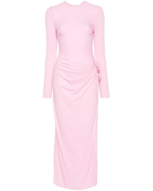 Vestido asimétrico con aplique floral Magda Butrym de color Pink