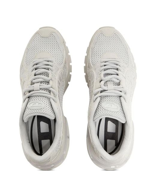 DIESEL White S-Pro-V-Dense Rhinestone-Embellished Mesh Sneakers