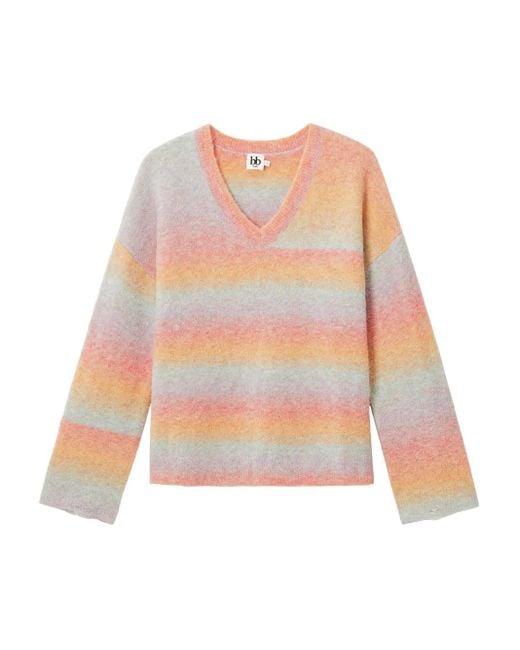 Jersey a rayas con cuello en V B+ AB de color Pink