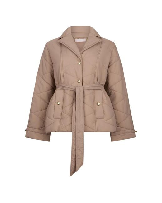 Liu Jo Natural Quilted Belted Jacket