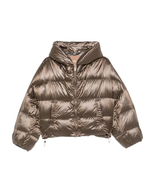 Max Mara Brown Spaceca Quilted Hooded Jacket