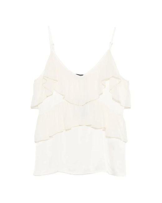 Dixie White Ruffled V-Neck Top