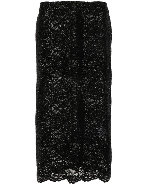 Simone Rocha Black Corded Lace Pencil Skirt
