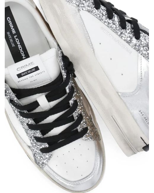 Crime London White Baskets Skate Deluxe À Paillettes