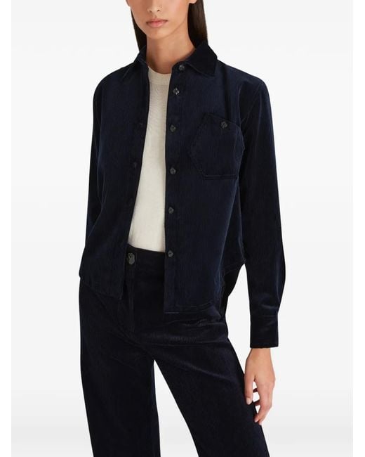 Violante Nessi Blue Bartolomeo Corduroy Chest-Pocket Shirt