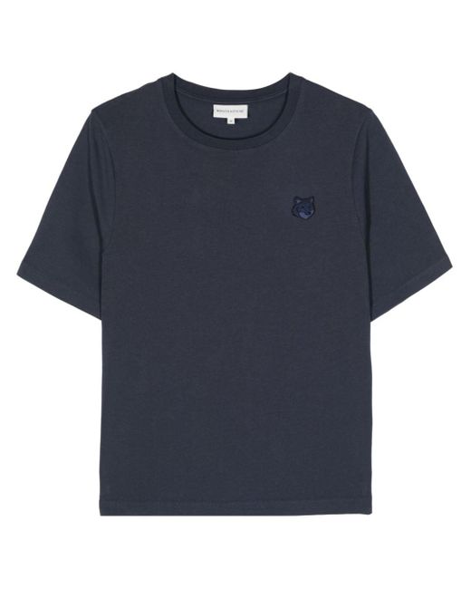 T-shirt con applicazione Fox di Maison Kitsuné in Blue