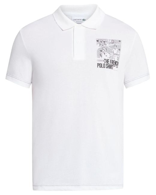 Lacoste White Movement Graphic-print Polo Shirt for men