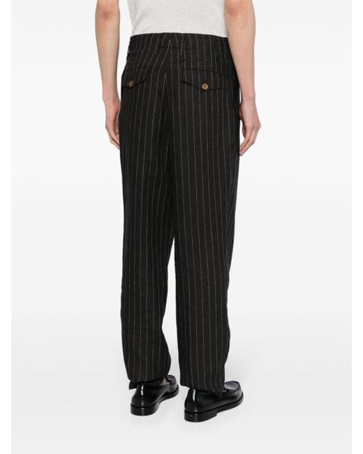 Pantalon en lin à fines rayures Brunello Cucinelli pour homme en coloris Black