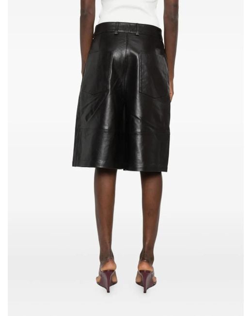 Frankie Shop Gray Olivia Panelled Leather Shorts