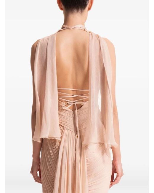 Maria Lucia Hohan White Milagros Halterneck Draped Maxi Dress